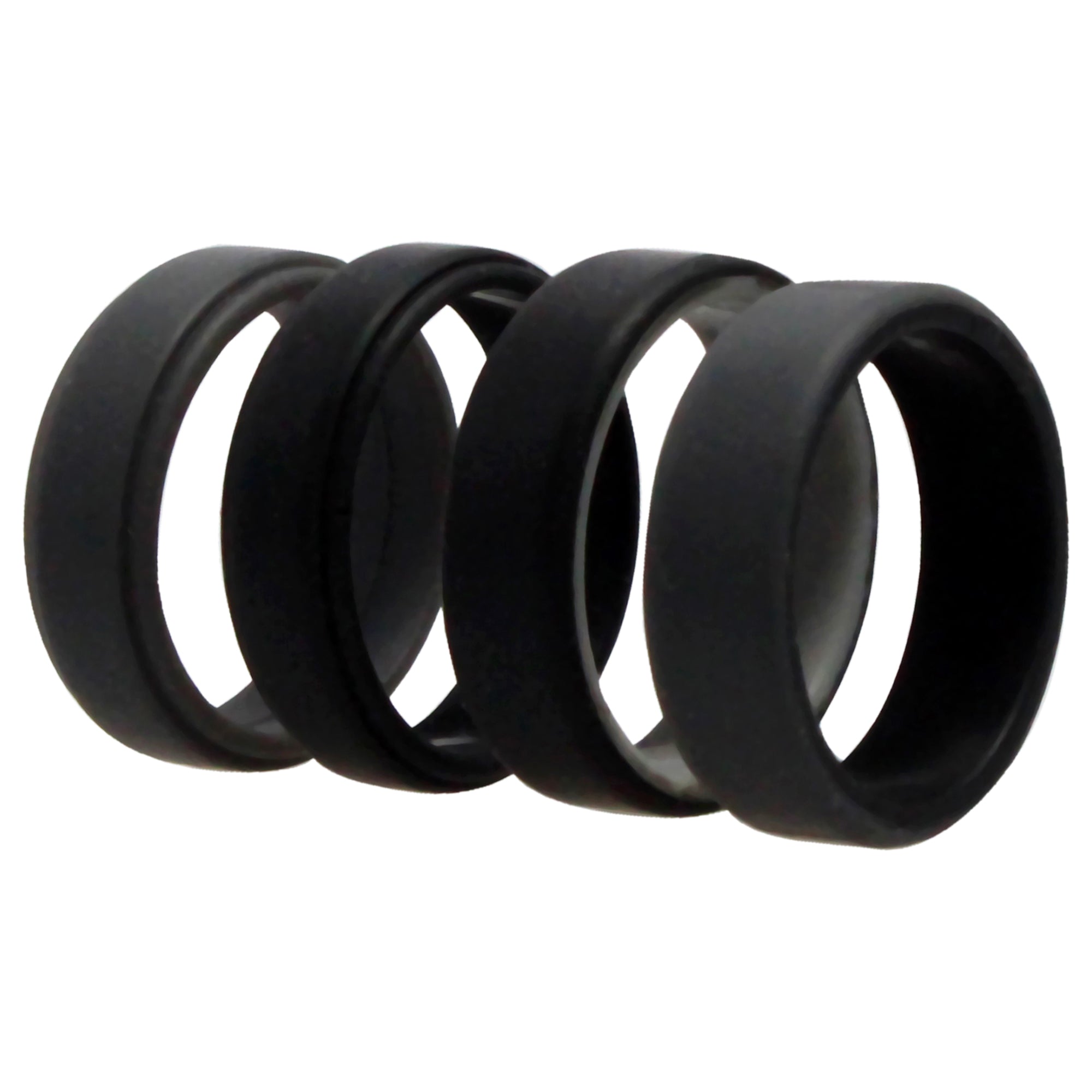 Silicone Wedding 2Layer Beveled 8Mm Ring Set - Grey By Roq For Men - 4 X 15 Mm Ring