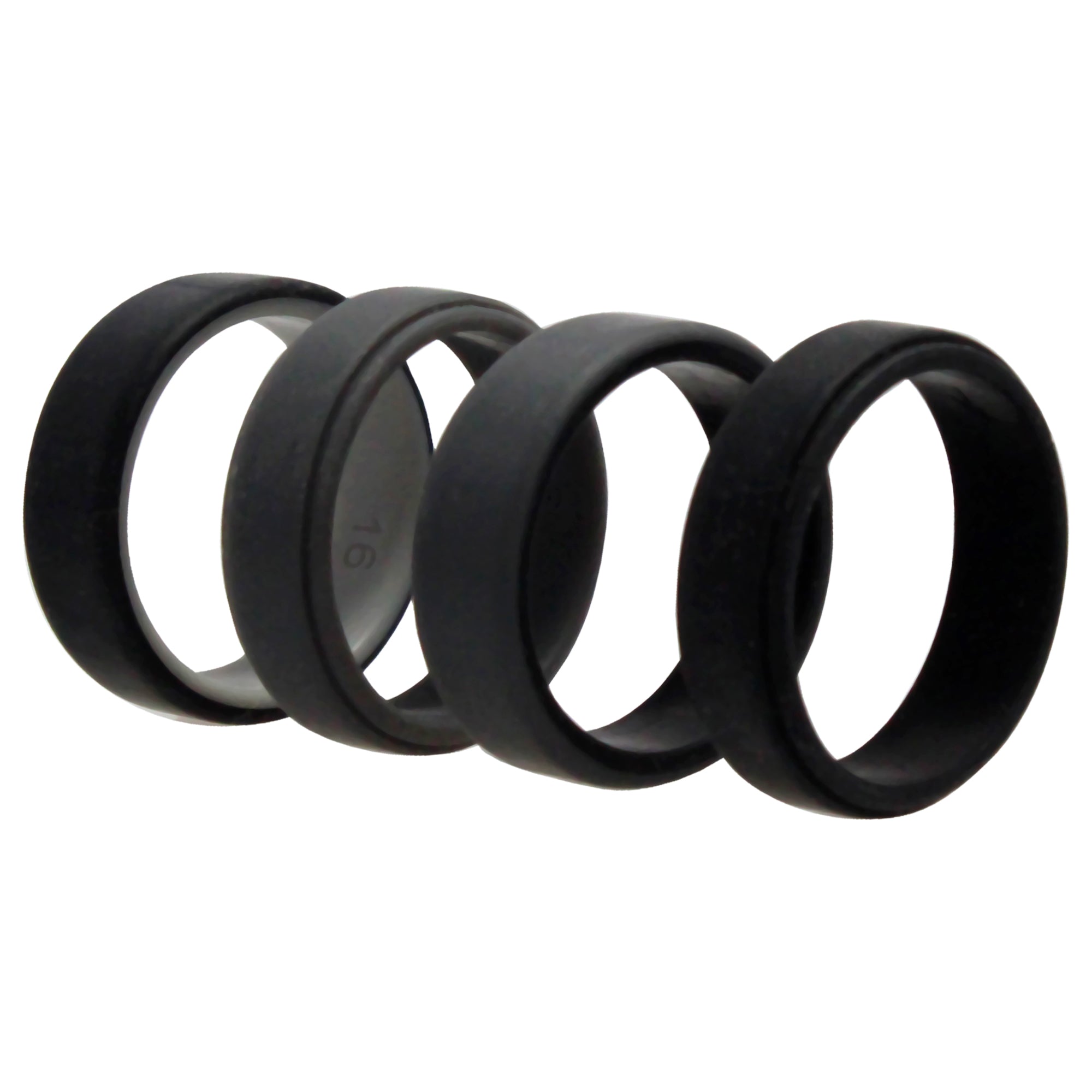 Silicone Wedding 2Layer Beveled 8Mm Ring Set - Grey By Roq For Men - 4 X 16 Mm Ring