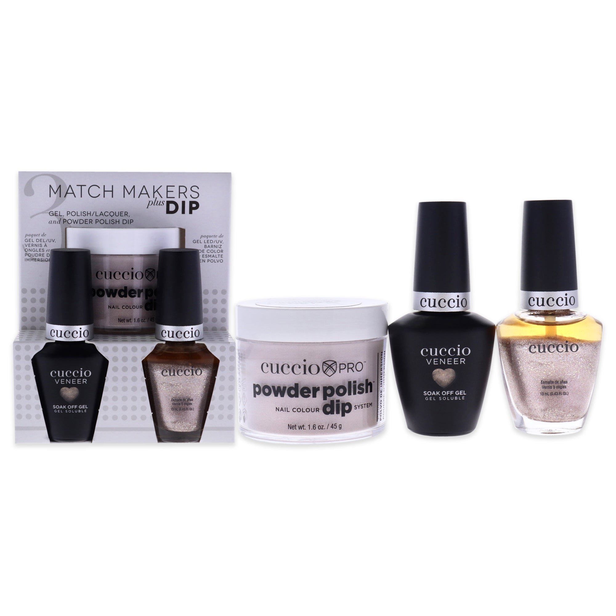 Match Makers Plus Dip  Dreamville by Cuccio Colour for Women  3 Pc 1.6oz Pro Powder Polish Dip System, 0.44oz Veneer Soak Off 