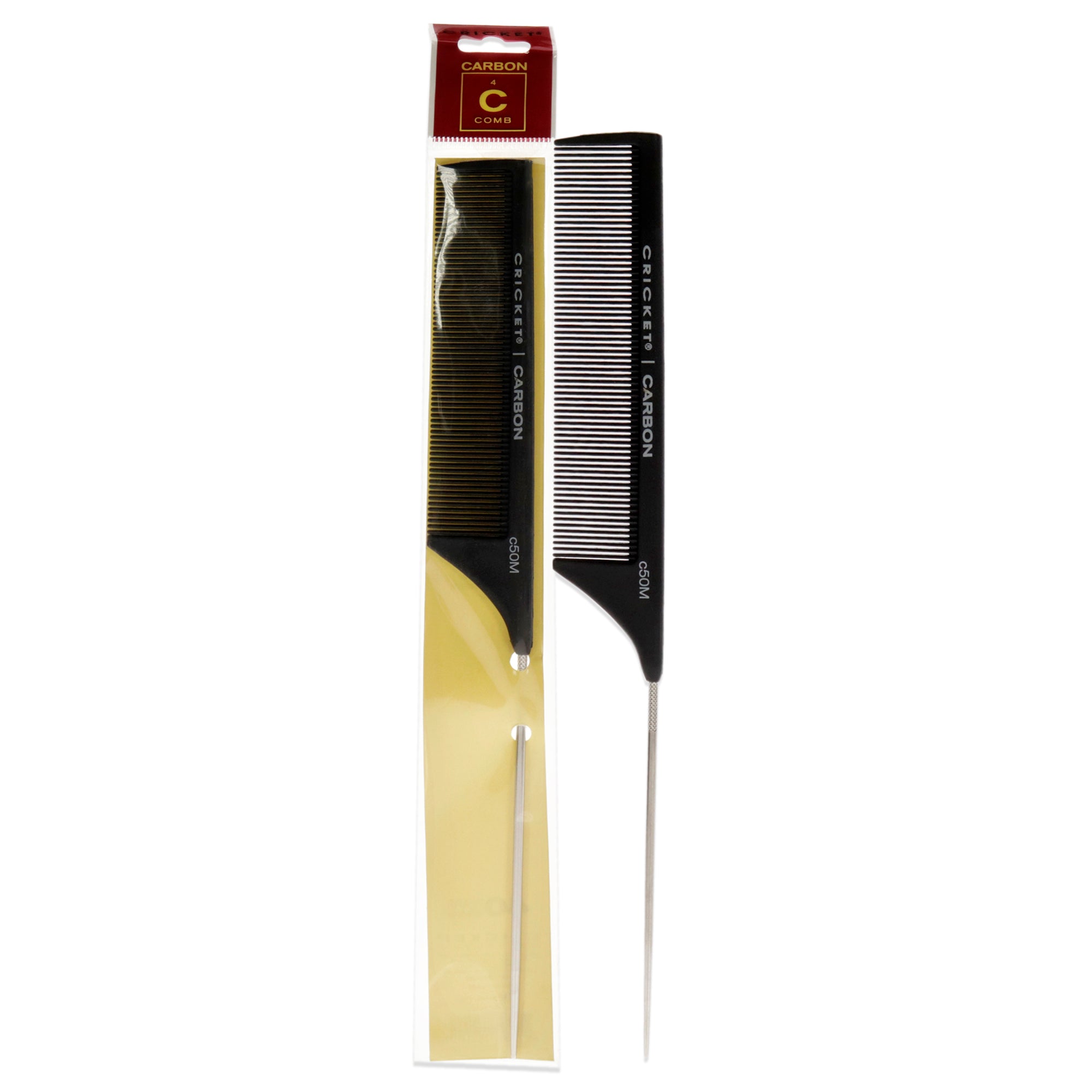 Carbon Comb Seamless Fine Tooth Pattern Metal Rattail - C50M By Cricket For Unisex - 1 Pc Comb