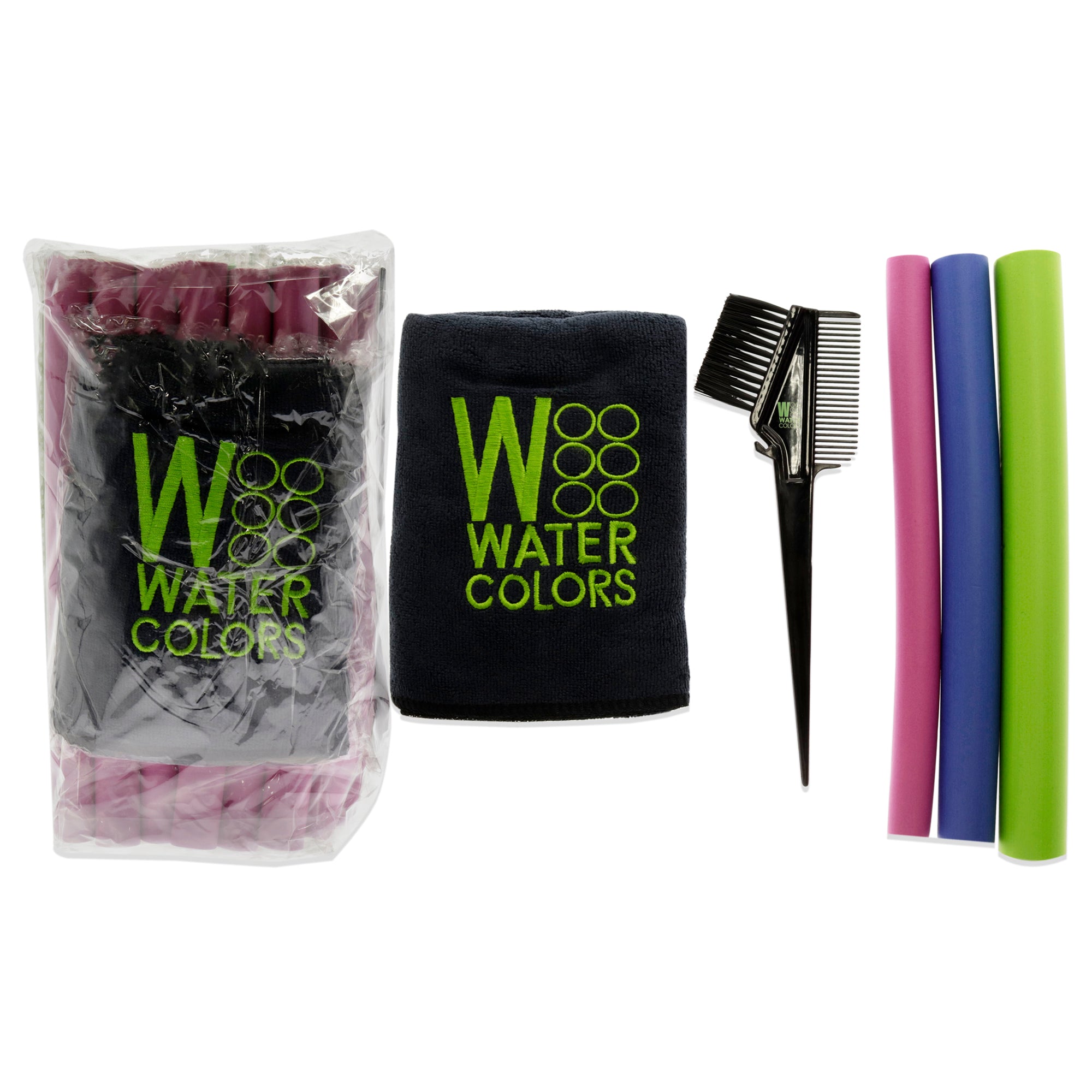 Watercolors Wave Kit by Tressa for Women  7 Pc 5Pc Hair Roller Curling, Comb, Towell