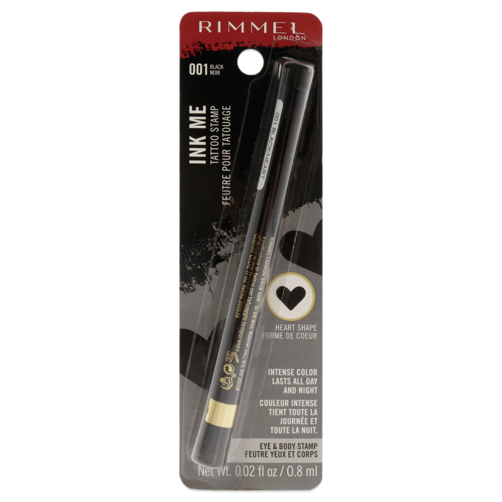 Ink Me Tatto Stamp Eyes And Body - 001 Black Heart Shape By Rimmel London For Women - 0.02 Oz Eyeliner