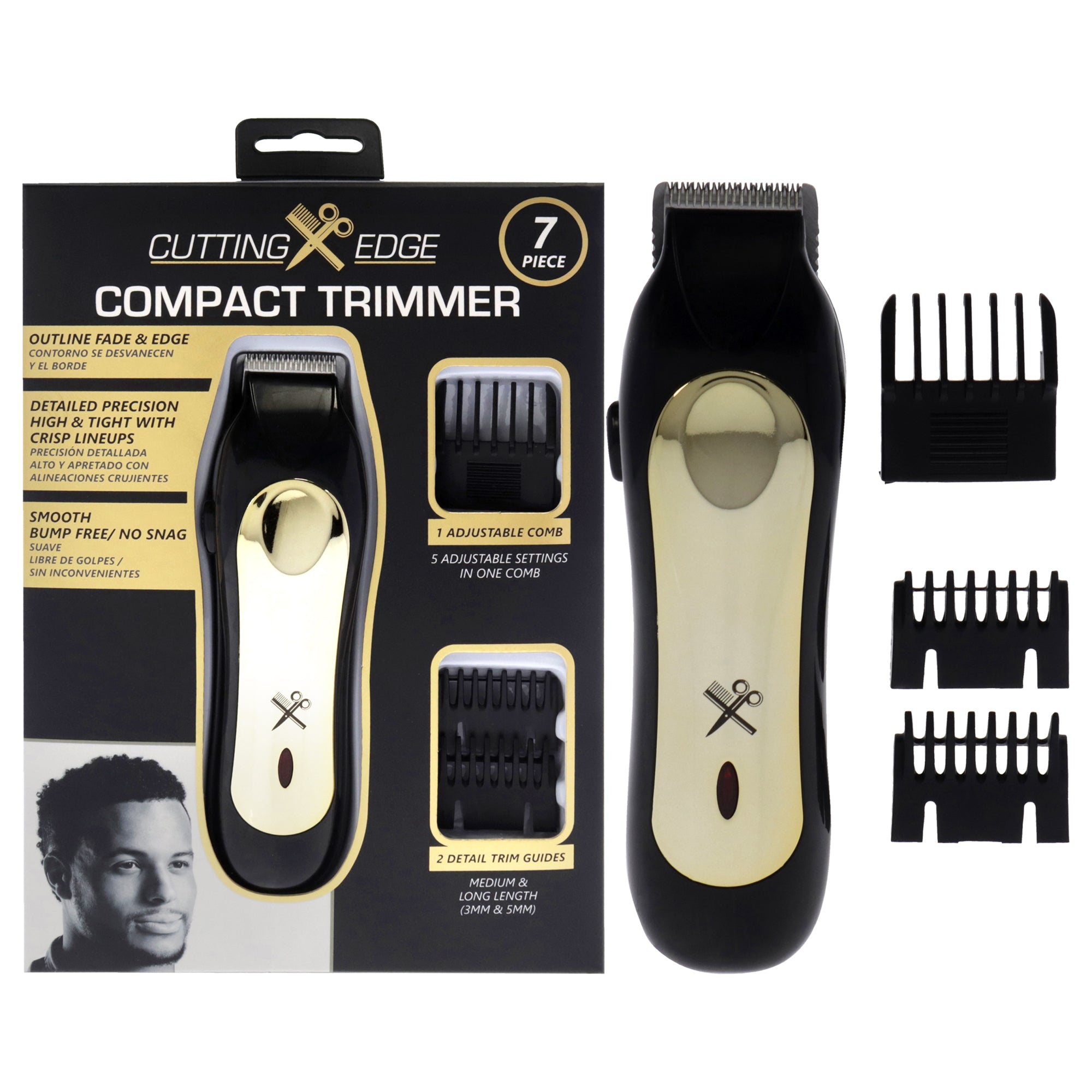Cutting Edge Compact Trimmer By Barbasol For Men - 7 Pc Shaver, Travel Bag, Cleaning Brush, Oil, 3 Cutting Guides
