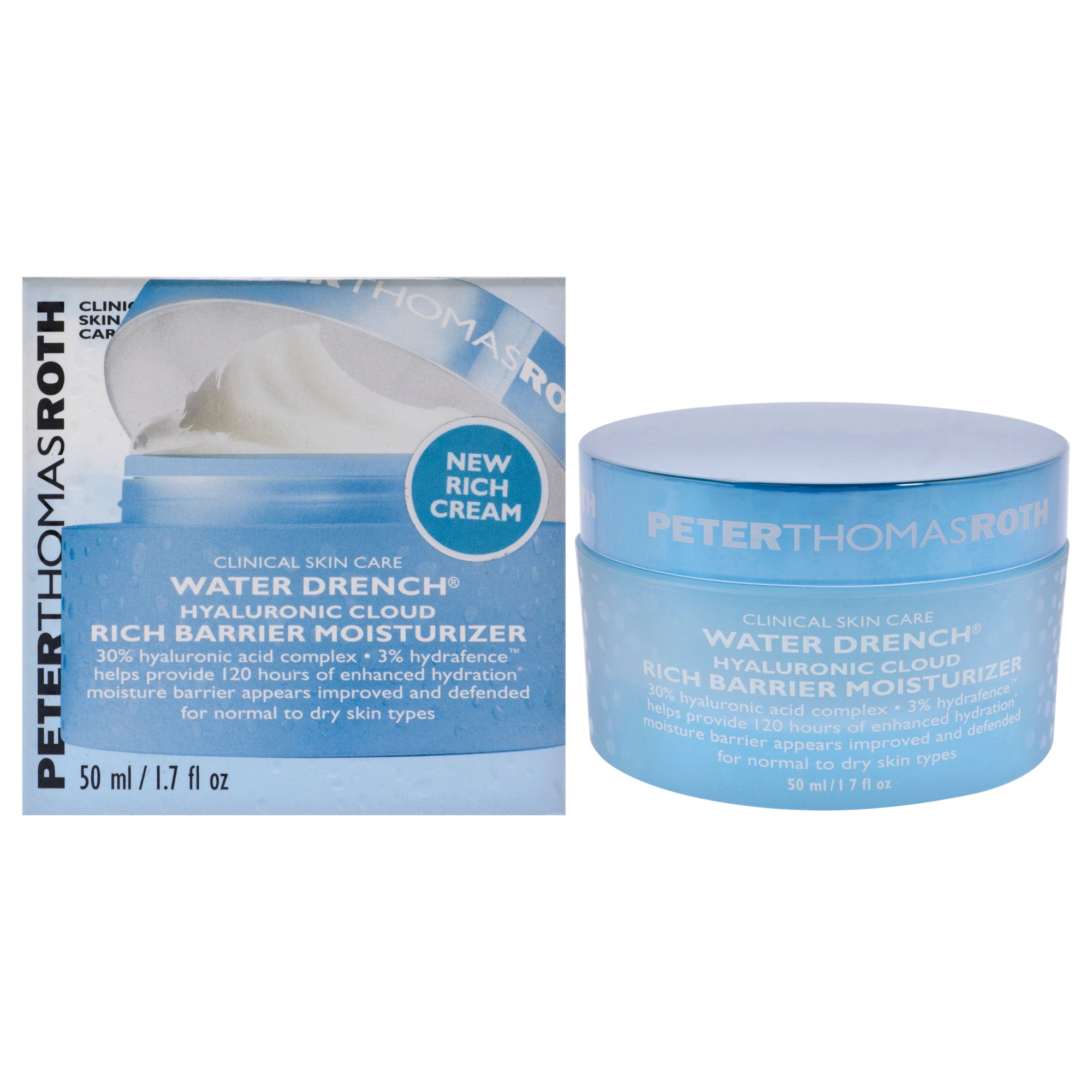 Water Drench Hyaluronic Cloud Rich Barrier Moisturizer By Peter Thomas Roth For Unisex - 1.7 Oz Moisturizer