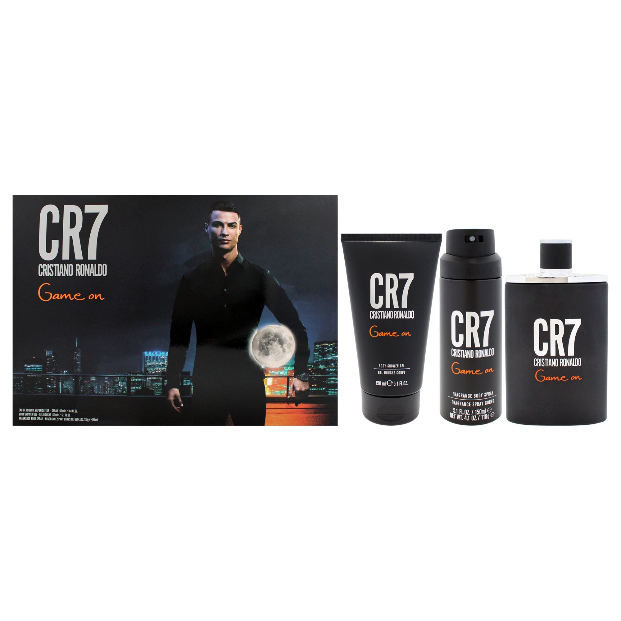 Game On By Cristiano Ronaldo For Men - 3 Pc Gift Set 3.4Oz Edt Spray, 5.1Oz Shower Gel, 4.1Oz Body Spray