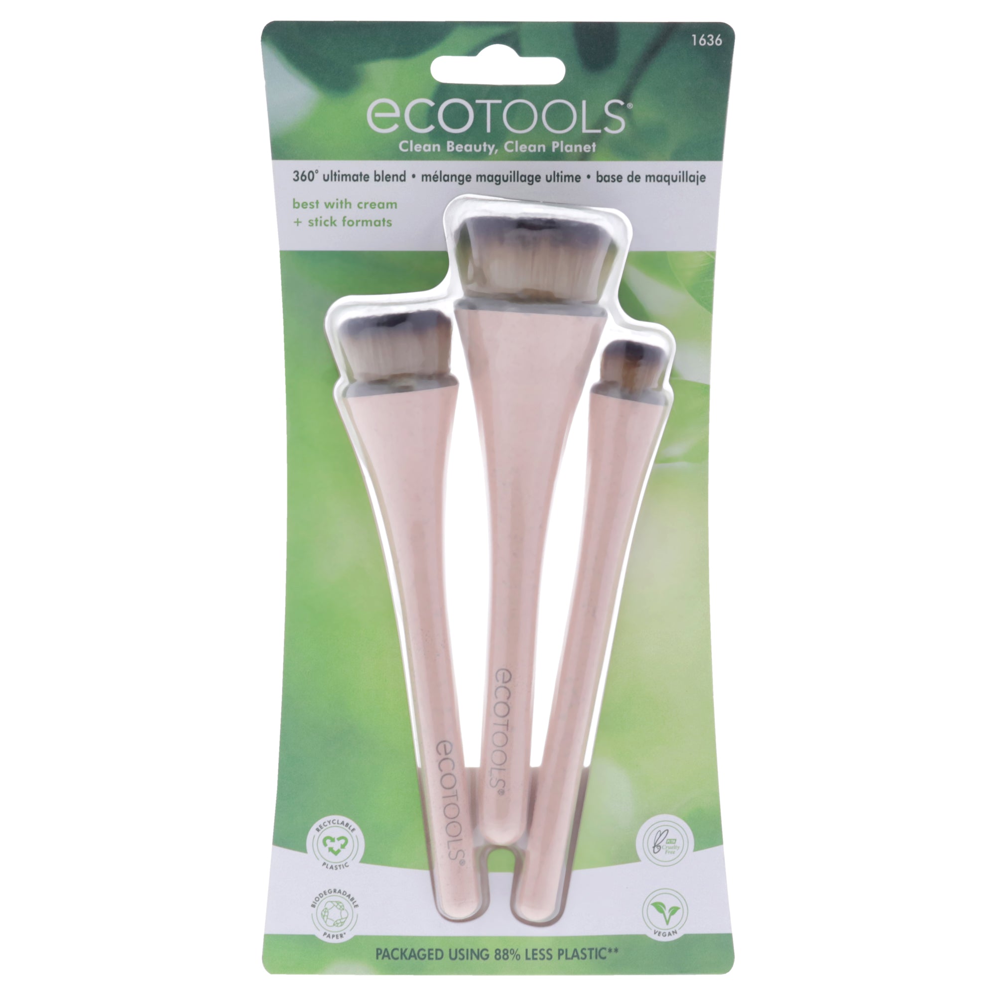 360 Ultimate Blend Brush Kit By Ecotools For Women - 3 Pc Ultimate Buff Brush, Ultimate Pop Brush, Ultimate Cover Brush