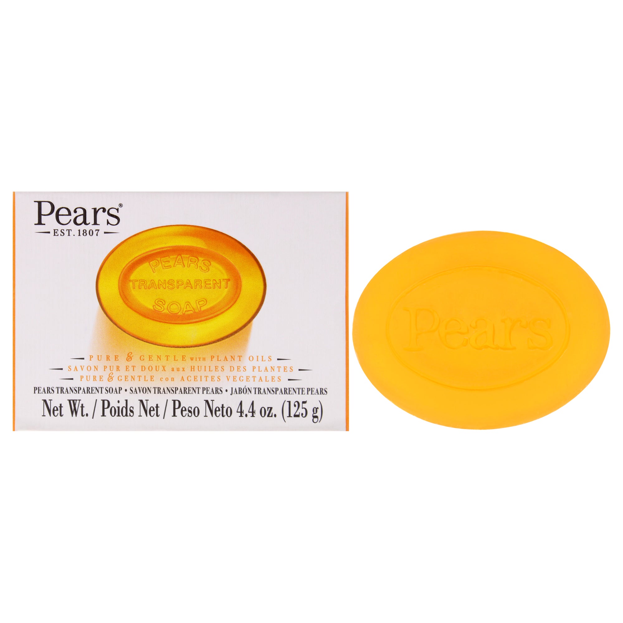 Pure and Gentle with Glycerin and Naturals Oils - Amber by Pears for Unisex - 4.4 oz Bar Soap