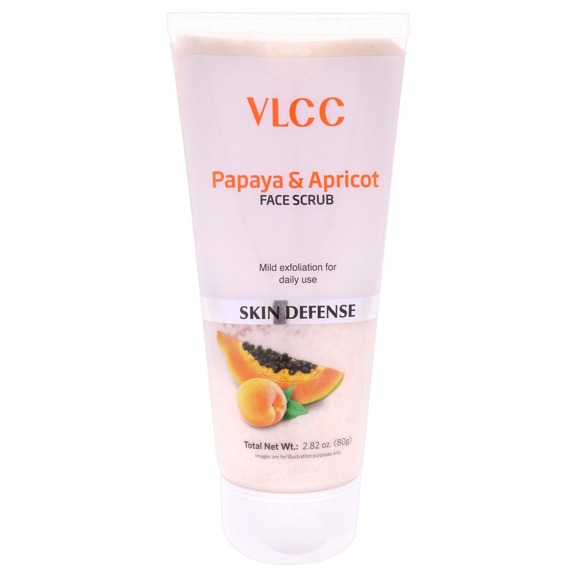 Skin Defense Face Scrub - Papaya and Apricot by VLCC for Women - 2.82 oz Scrub