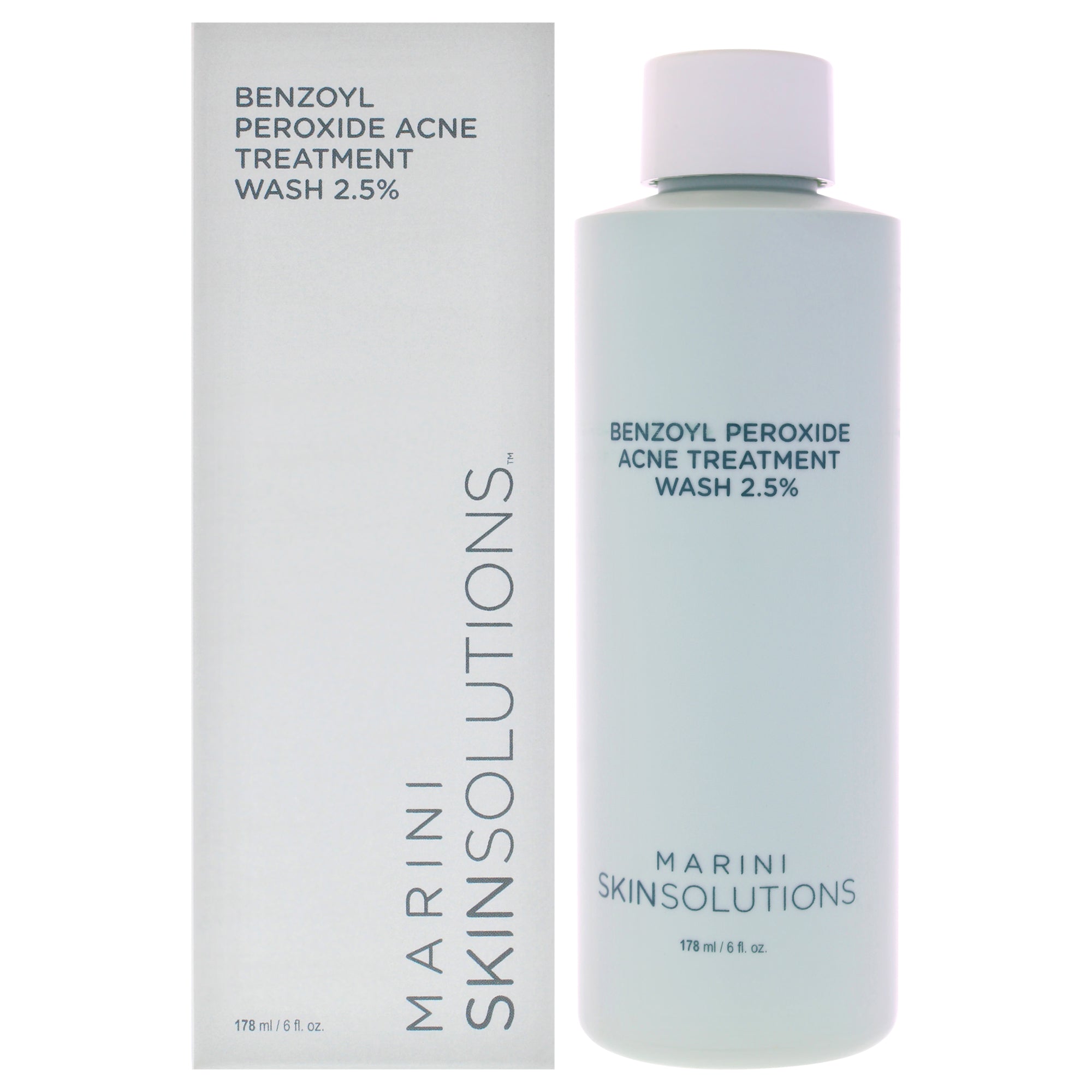 Benzoyl Peroxide Acne Treatment Wash 2.5 Percent by Marini SkinSolutions for Unisex - 6 oz Face Wash