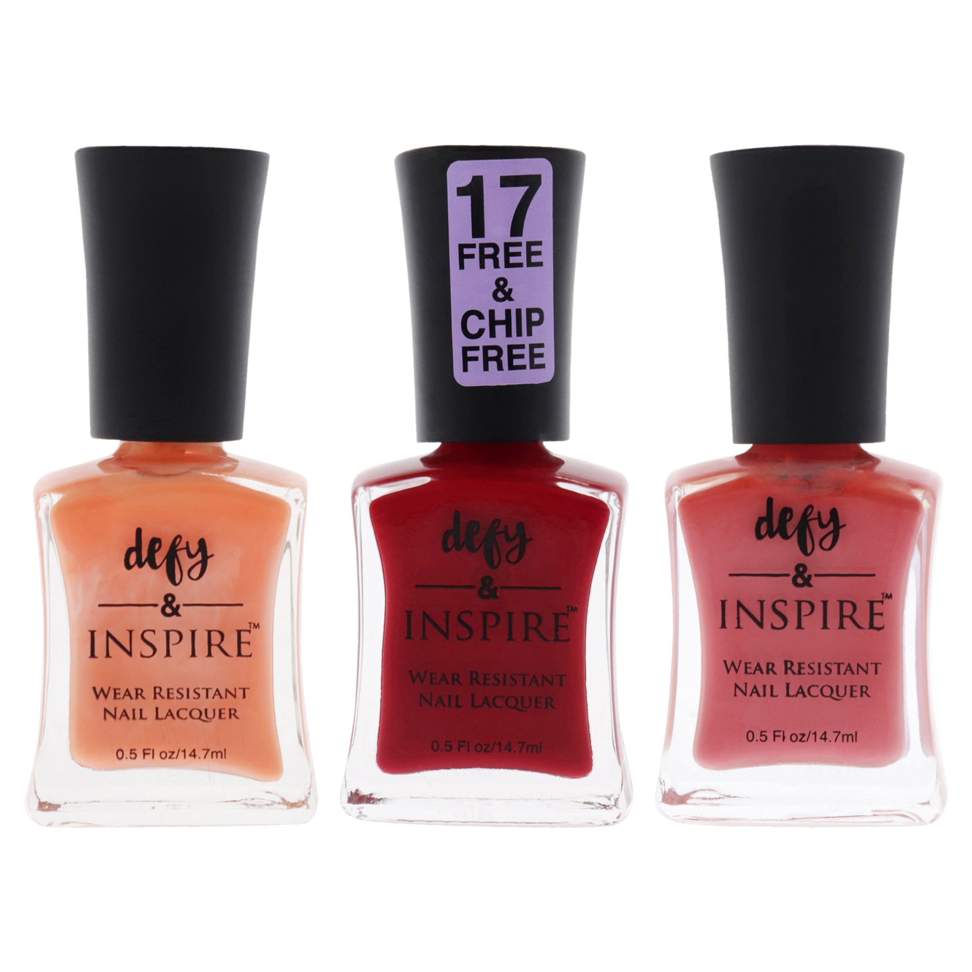 Wear Resistant Nail Lacquer Kit by Defy and Inspire for Women - 3 Pc Kit 0.5 oz Nail Polish - 156 Spolier Alert, 0.5oz Nail Poli