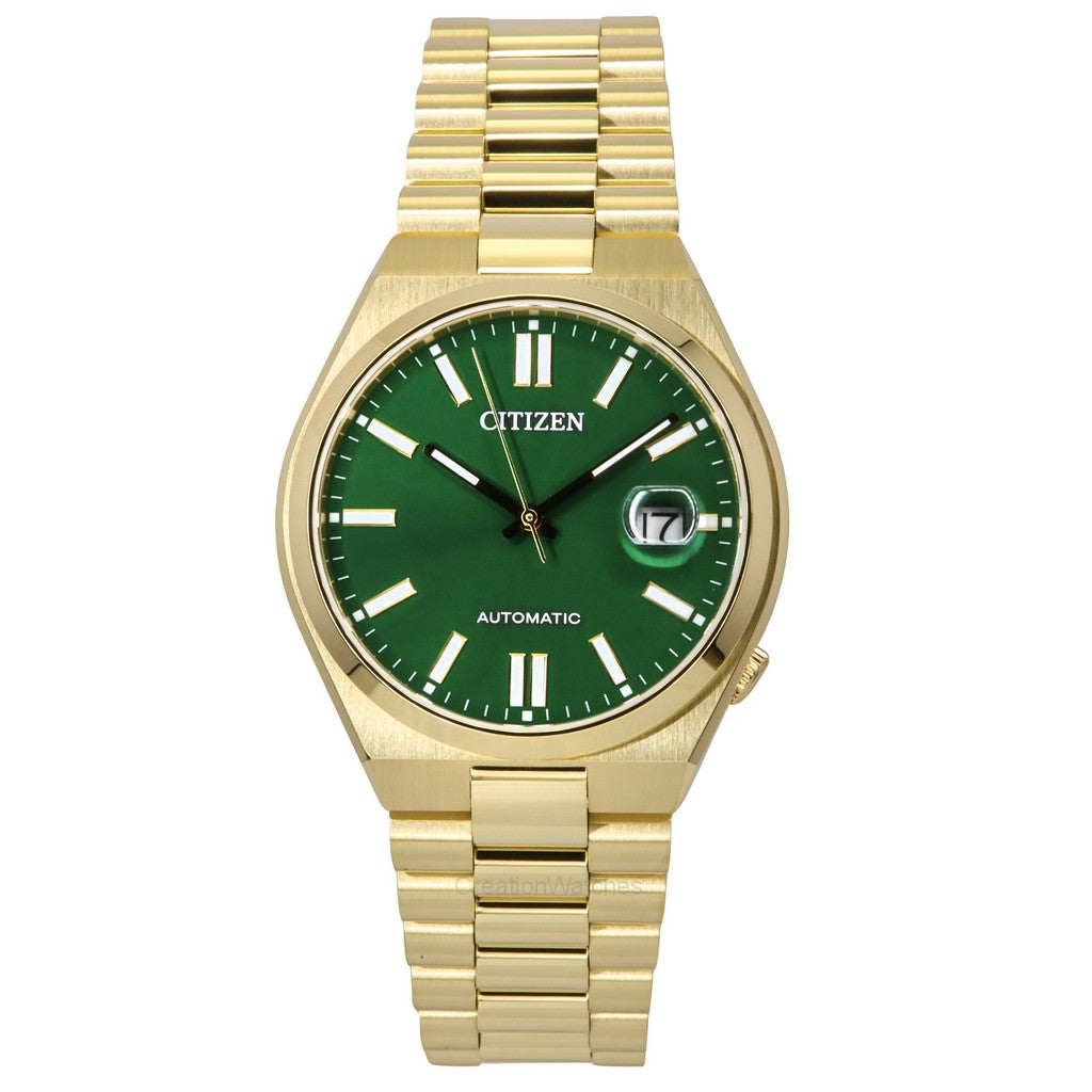 Citizen Tsuyosa Gold Tone Stainless Steel Green Dial Automatic Nj015251X MenS Watch