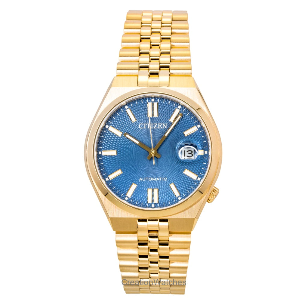 Citizen Tsuyosa 60 Rose Gold Tone Stainless Steel Blue Dial Automatic Nk002357L 100M  MenS Watch