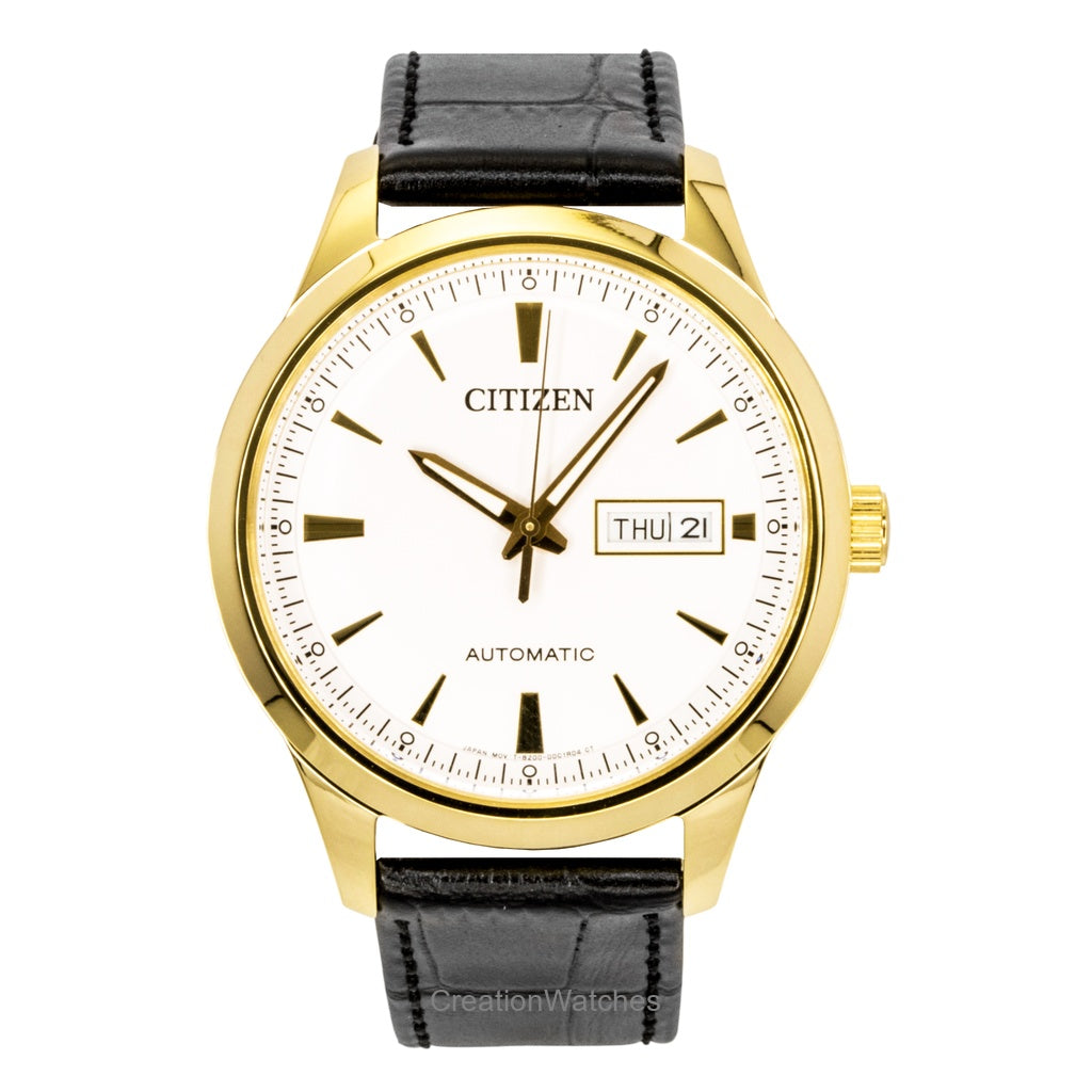 Citizen Leather Strap White Dial Automatic Ny405909A MenS Watch