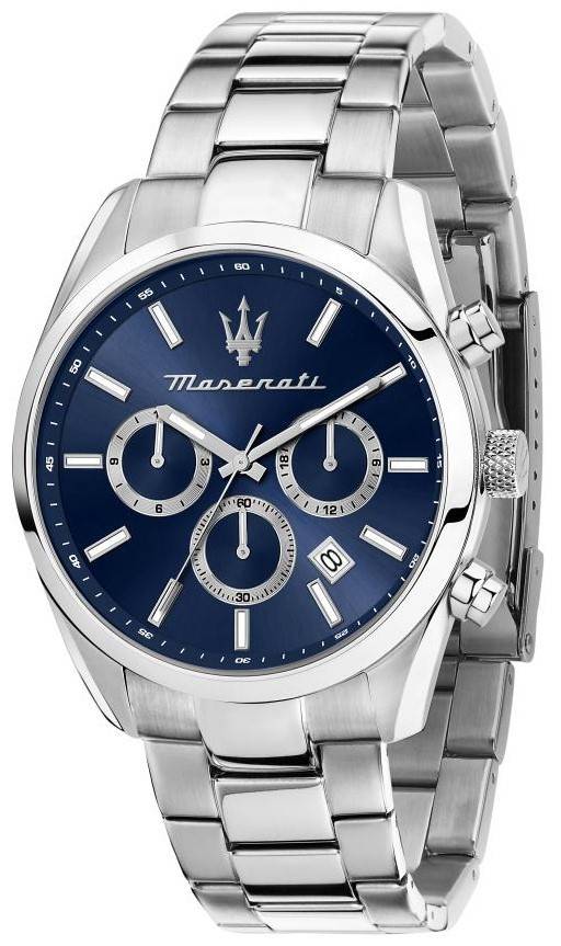 Maserati Attrazione Chronograph Stainless Steel Blue Dial Quartz R8853151005 Mens Watch
