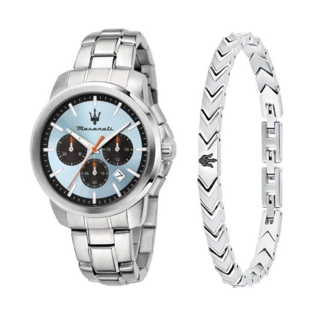 Masrati Successo Chronograph Stainless Steel Light Blue Dial Quartz R8873621045 MenS Watch