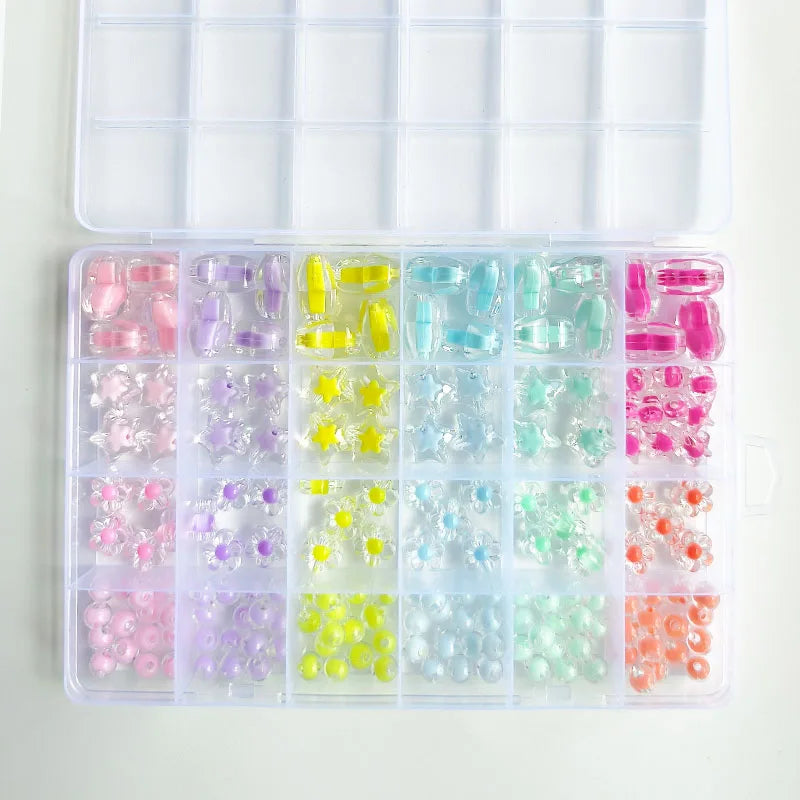 Box Heart Acrylic Beads Flower Round Spacer Loose Beads Kits for Bracelet Necklace Jewelry Making Accessories