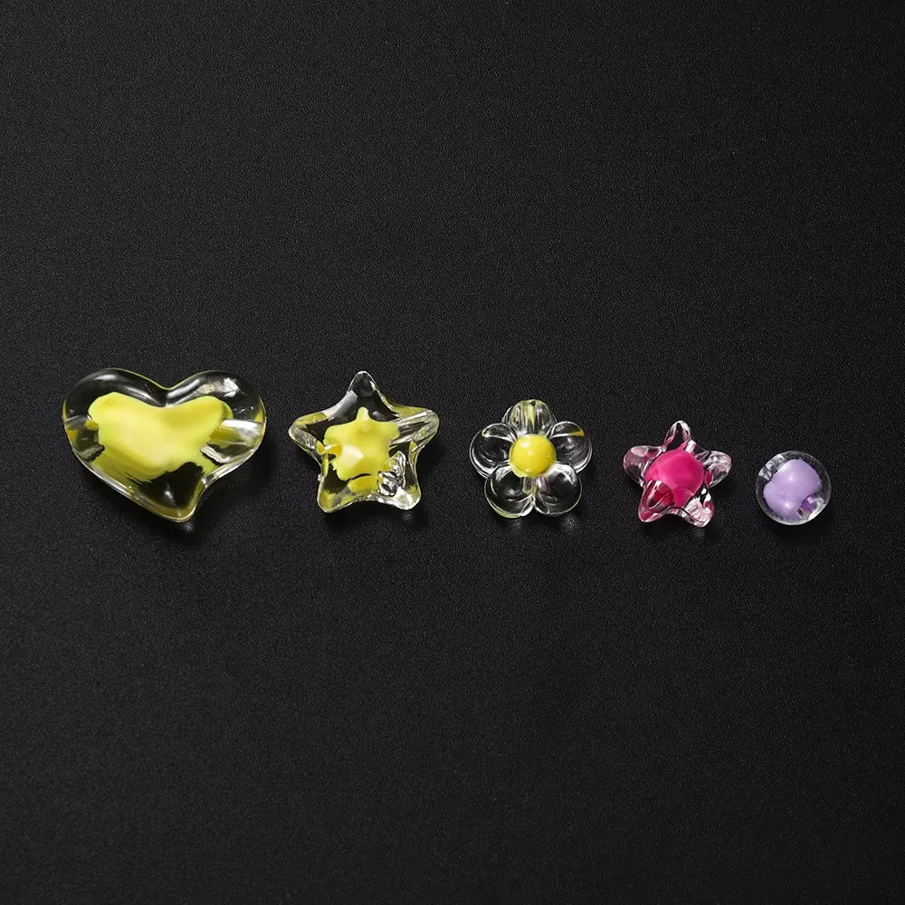 Box Heart Acrylic Beads Flower Round Spacer Loose Beads Kits for Bracelet Necklace Jewelry Making Accessories
