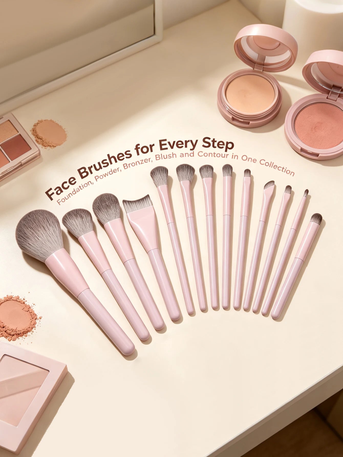 Makeup Brush Set - Soft Synthetic Hair Brushes for Beauty Tools - Foundation Brush, Blush Brush, Eye Shadow Brush, Powder Puff