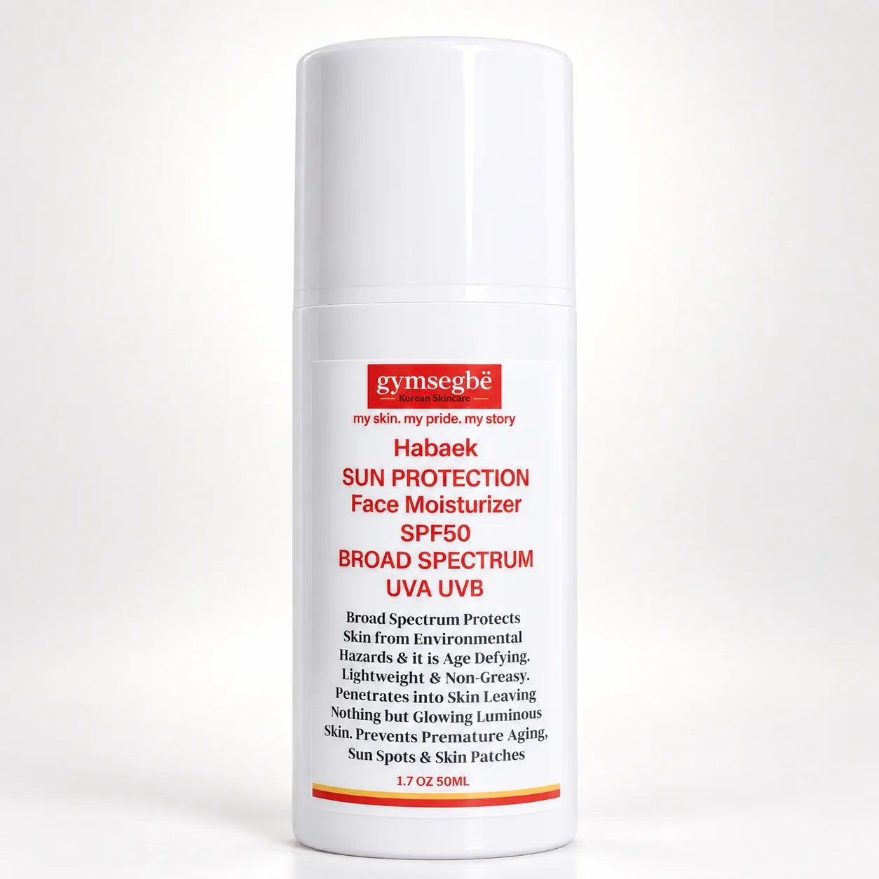 Habaek Sun Protection Face Moisturizer SPF50 | Peptides | Niacinamide