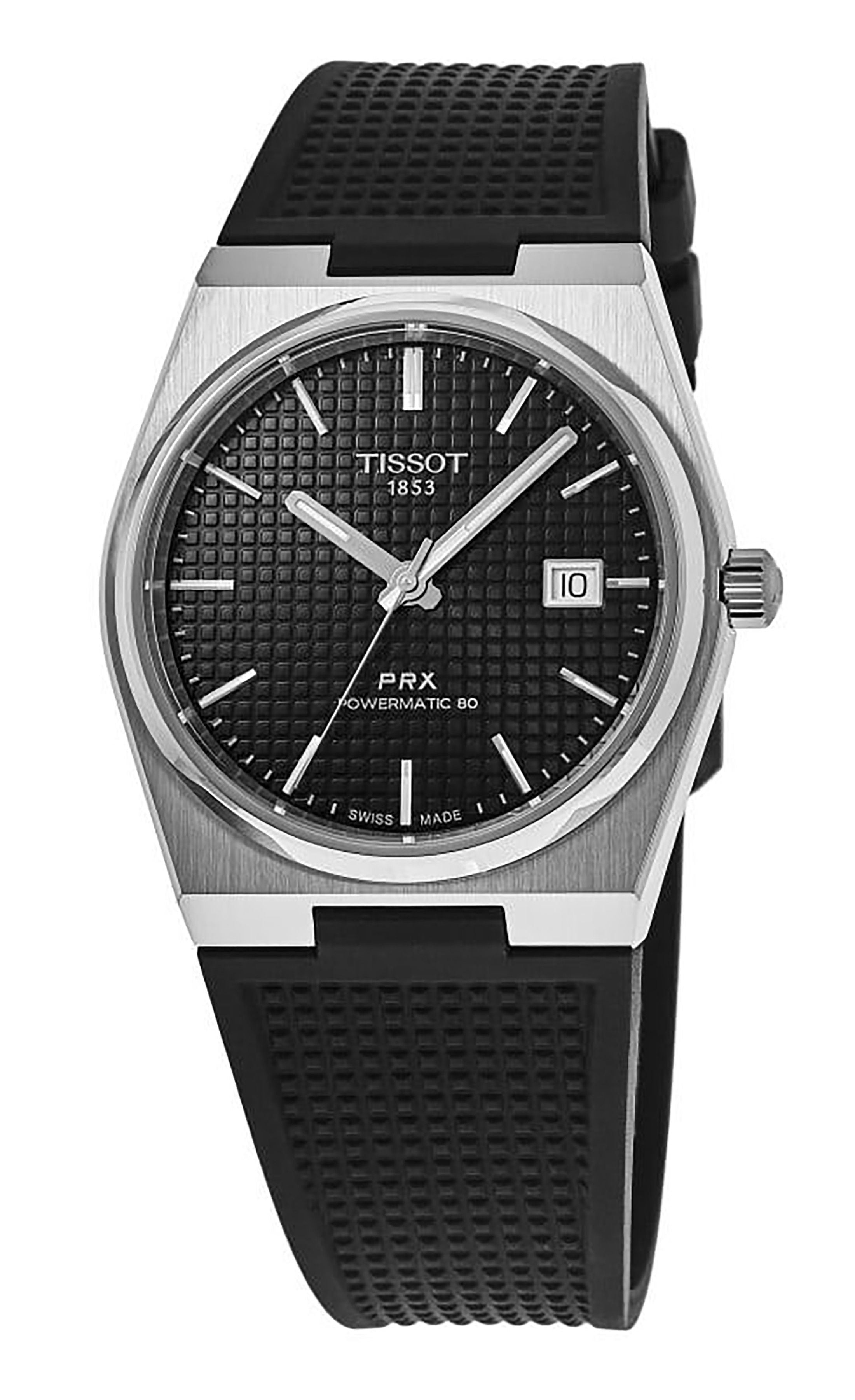 Tissot TClassic PRX Powermatic 80 Rubber Strap Black Dial Automatic T137.407.17.051.00 100M Mens Watch