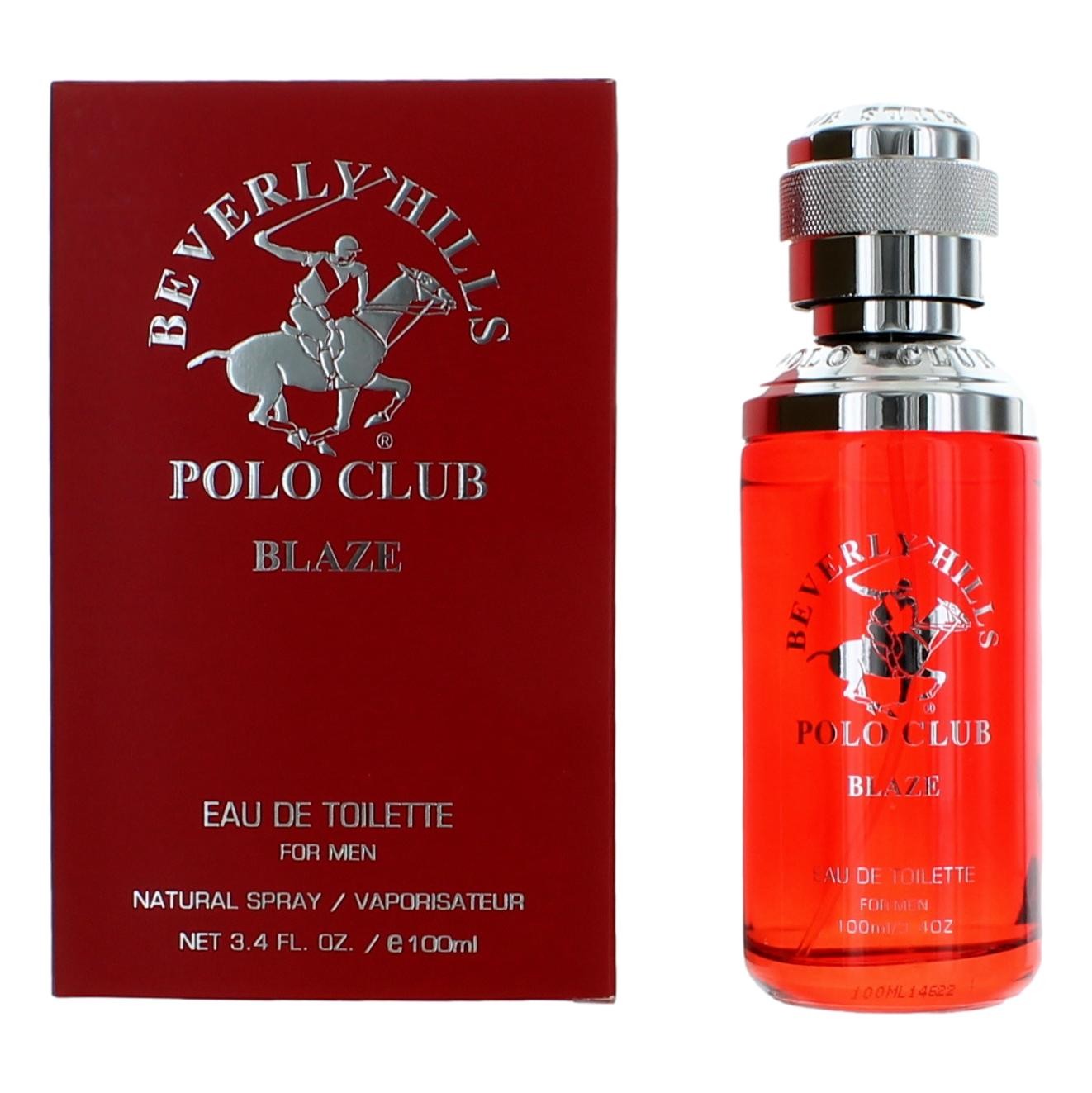 Beverly Hills Polo Club BLAZE Cologne for Men - Cedar & Basil Scent - Eau De Toilette 3.4 Fl Oz