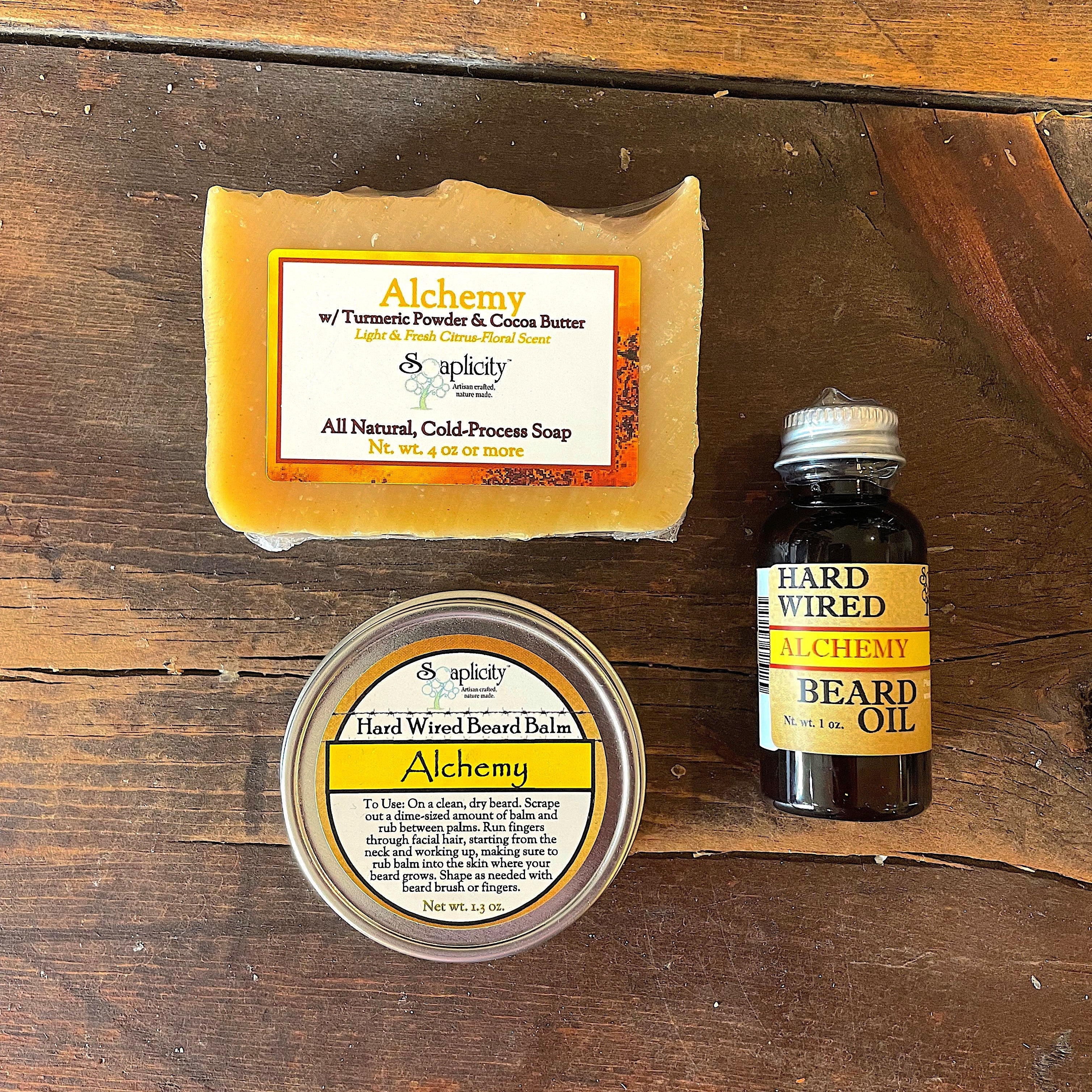Bearded Trio Gift Set with Hard Wired Beard Oil, Balm, & Body Soap Bar