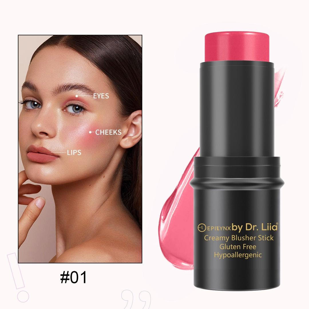 Gluten-Free Vegan Blush Stick for Cheeks, Lips & Eyes – Nut-Free Cream Blush