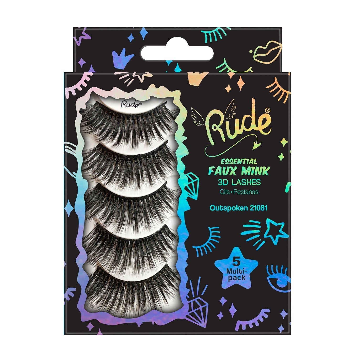 Rude Essential Faux Mink 3D Lashes 5 Multi-Pack(D0102H2cYMV)