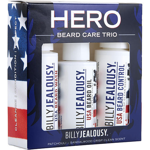 Billy Jealousy By Billy Jealousy Usa Hero Beard Trio Kit Crisp Clean Scent (1) Usa Beard Wash 2 Oz, (1) Usa Beard Control 2 Oz,