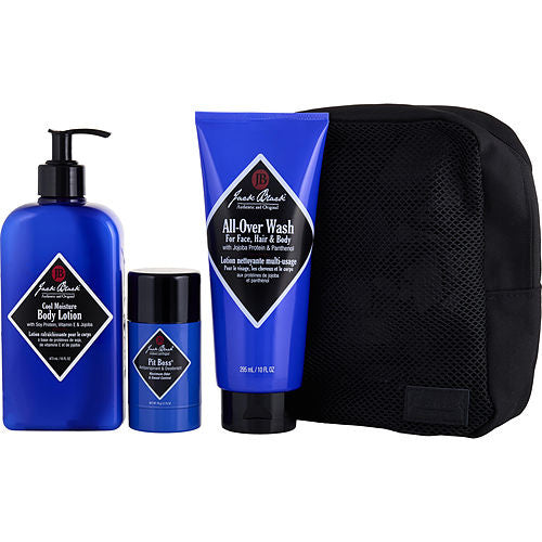 Jack Black By Jack Black Clean & Cool Body Basics Kit: All-Over Wash For Face, Hair & Body 10 Oz + Pit Boss Antiperspirant & Deo