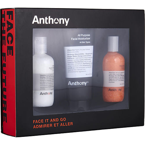 Anthony by Anthony Face It & go Kit - glycolic Facial cleanser 100ml + All Purpose Facial Moisturizer 90ml + Facial Scrub 100ml 