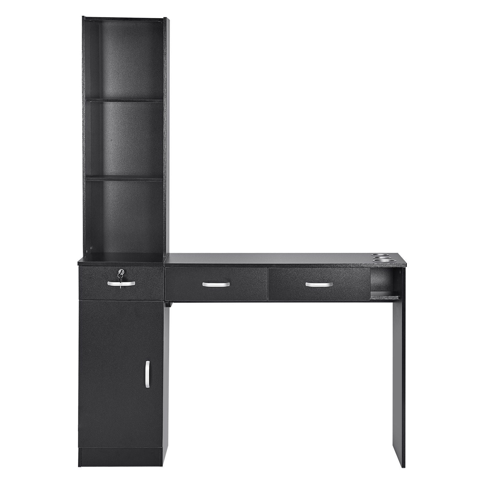 VEVOR Salon Station, Wall Mount Barber Salon Station for Hair Stylist, Beauty Spa Furniture Set, 1 Storage Cabinet, 3 Open Cubbi