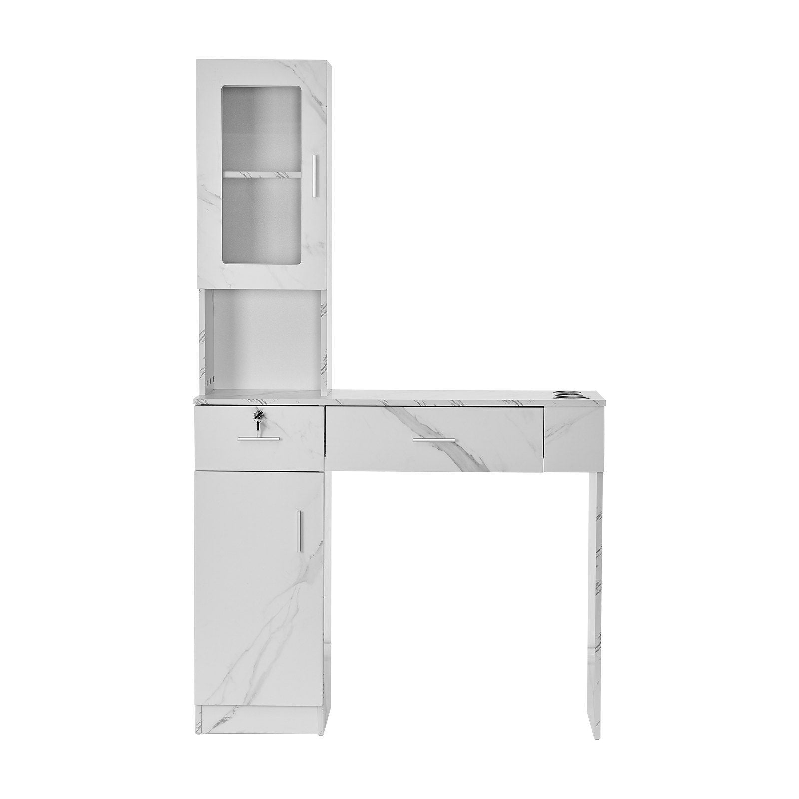 VEVOR Salon Station, Wall Mount Barber Salon Station for Hair Stylist, Beauty Spa Furniture Set, 1 Storage Cabinet, 3 Cubbies an