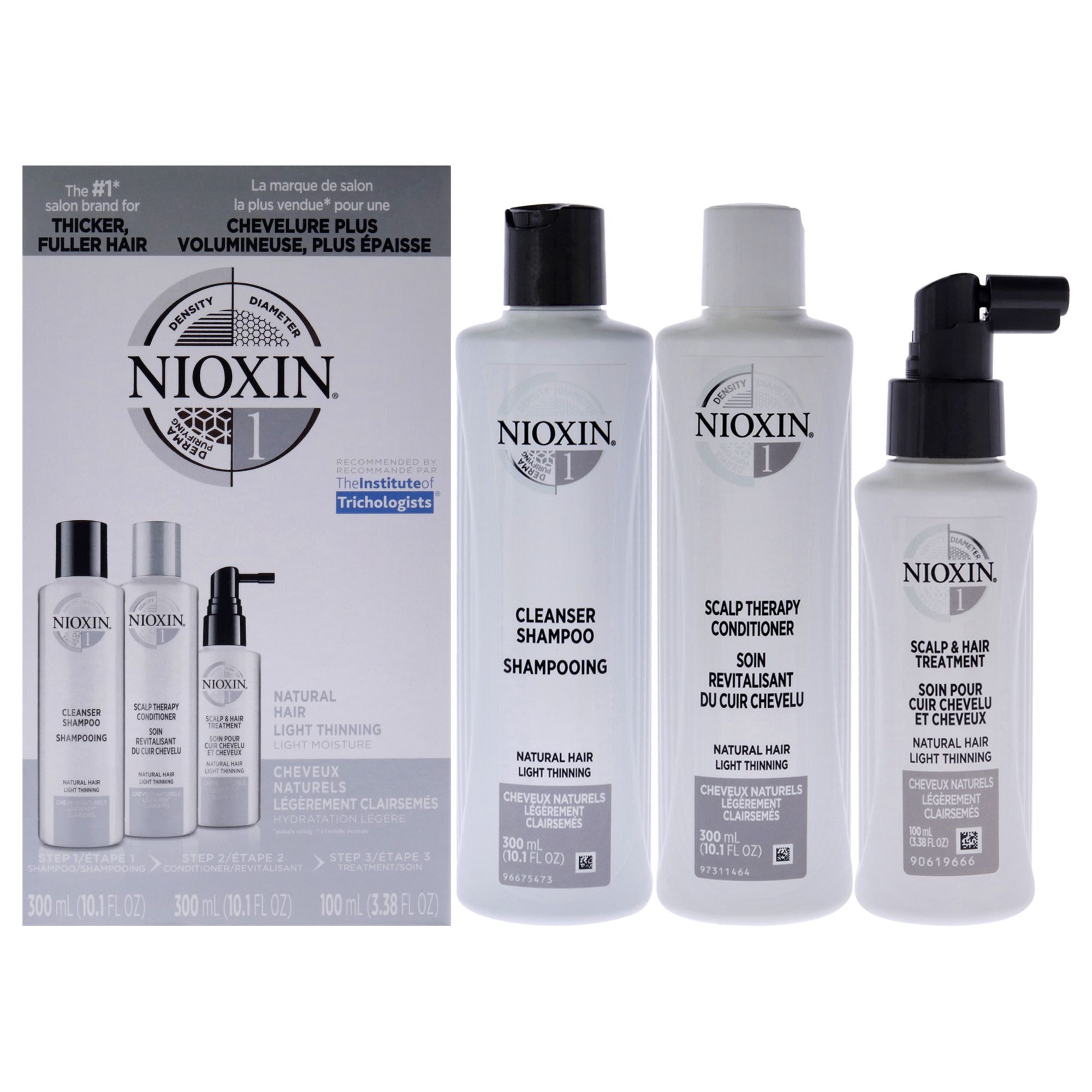 System 1 Kit by Nioxin for Unisex - 3 Pc 10.1oz Cleanser Shampoo, 10.1oz Scalp Therapy Conditioner, 3.38oz Scalp and Hair Treatm
