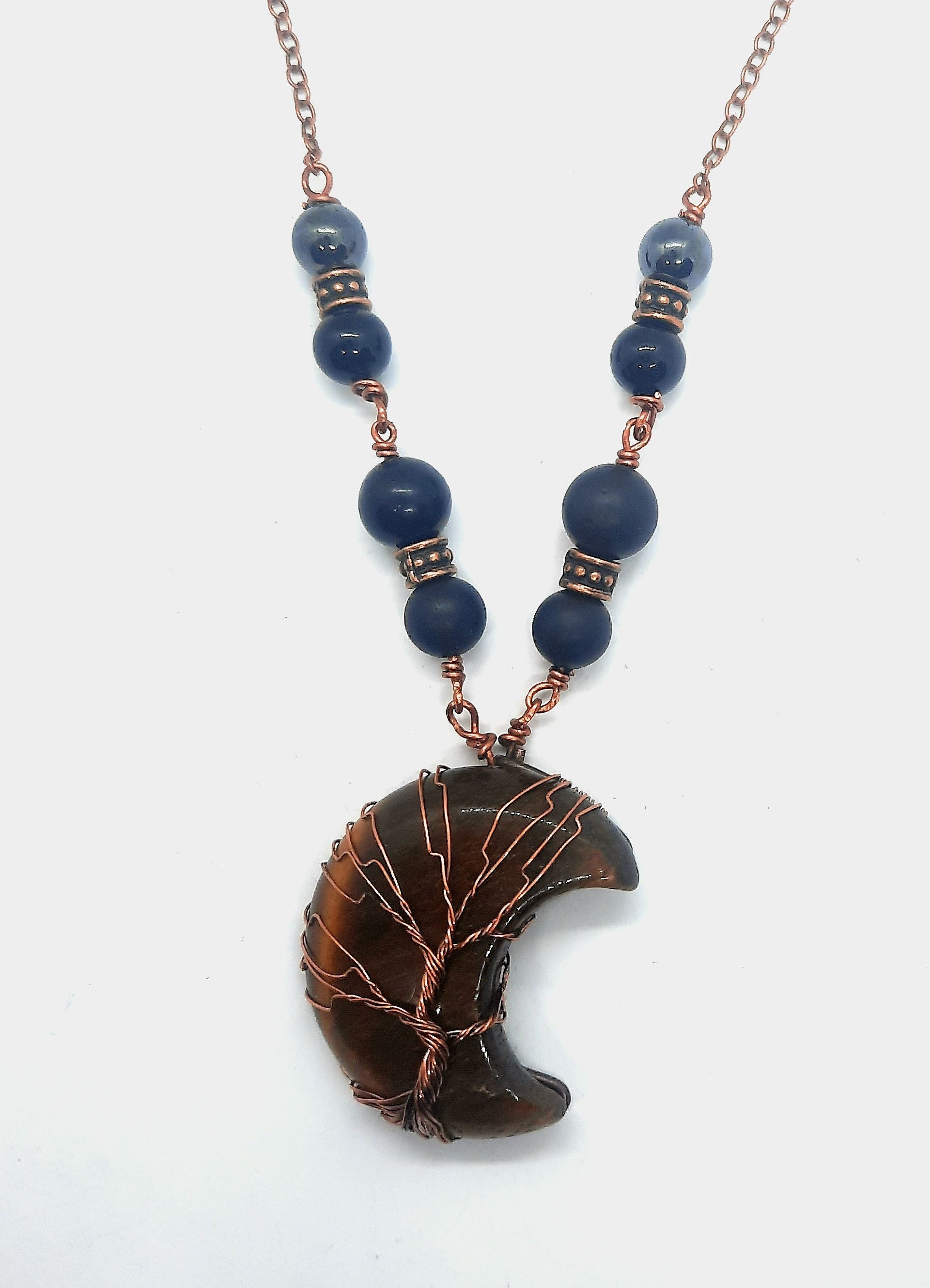 EMF 5g Shielding Neckalcce crescent Moon Tigers Eye Shungite Hematite Black Tourmaline (D0102HXUEKT)