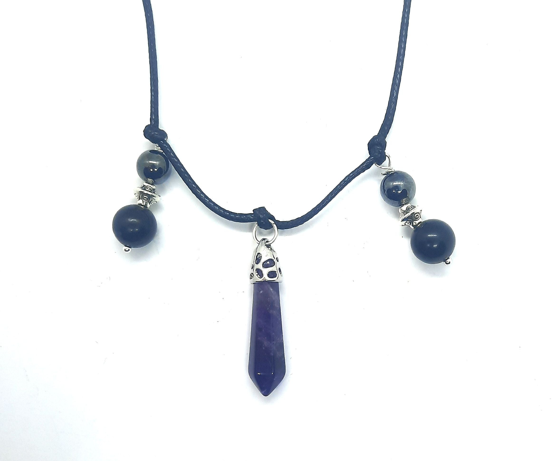 EMF Protection Necklace - Amethyst Shungite & Hematite chakra Healing crystals(D0102HXUET8)