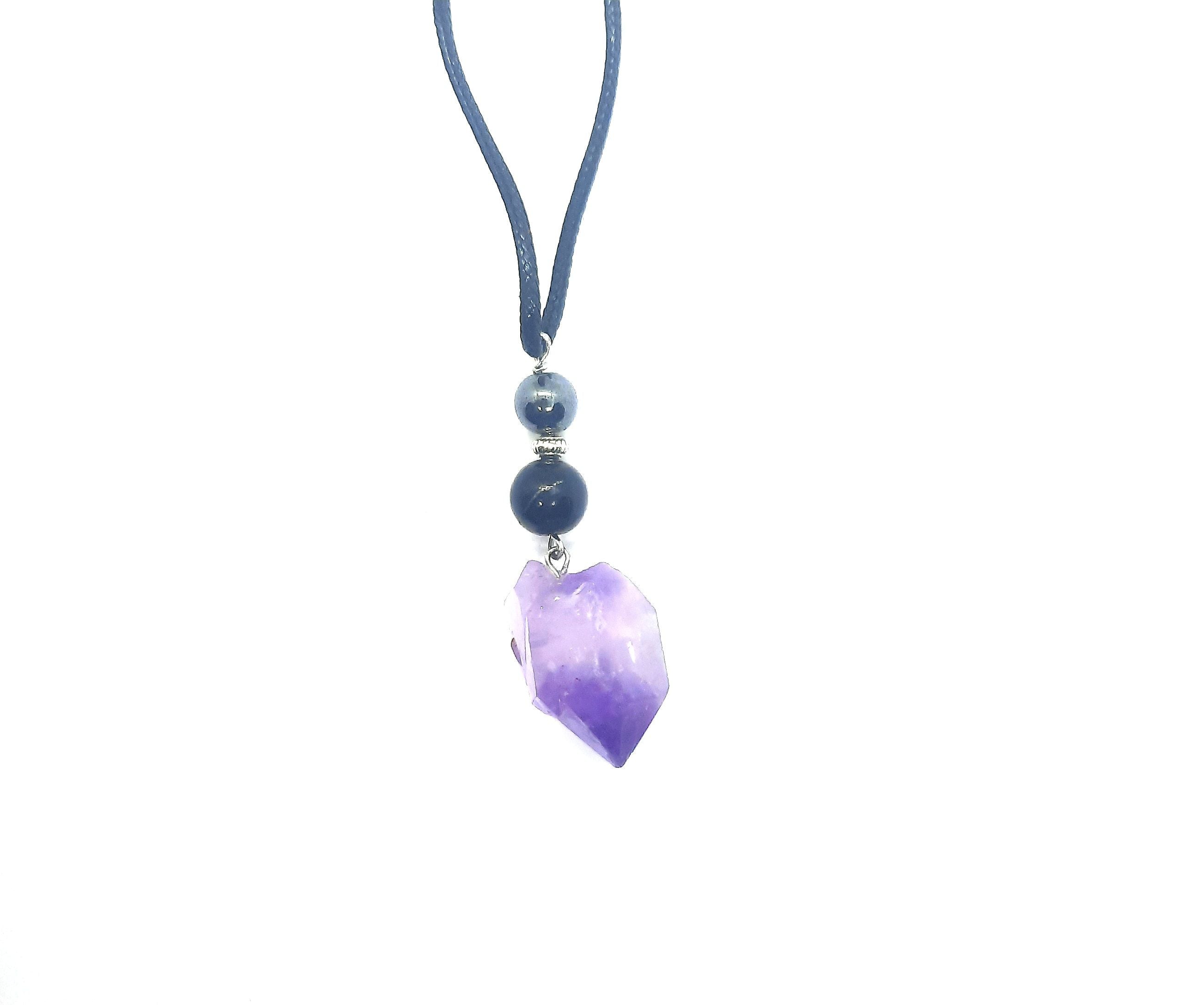 Amethyst Shungite Hematite Necklace chunky(D0102HXUEUX)