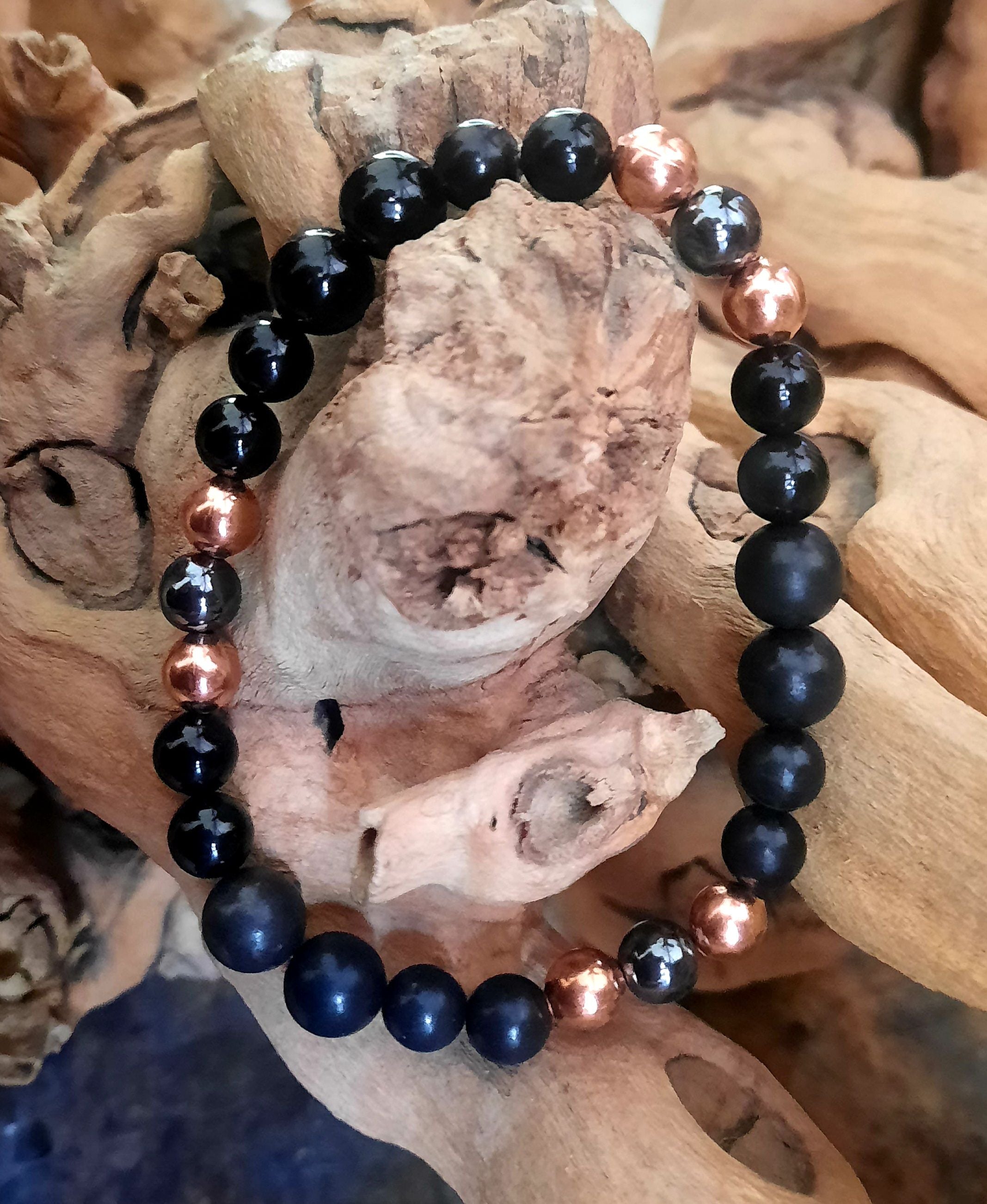 Power Bracelets for EMF 5g Protection Hematite Shungite copper Tourmaline - chakra calming Bracelets(D0102HXUP22)